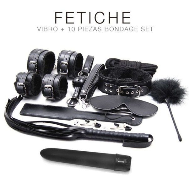 Kit Vibro + 10 Piezas Bondage Set