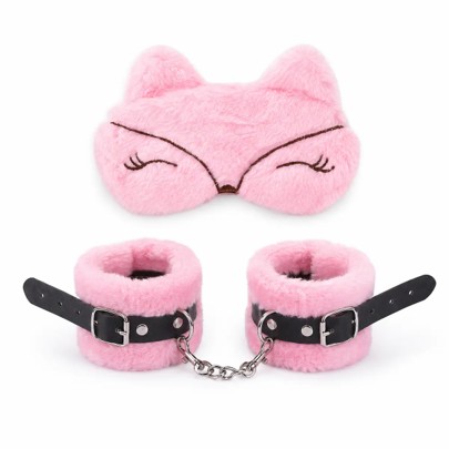 Set Antifaz y Esposas Felpa Rosa Zorrito